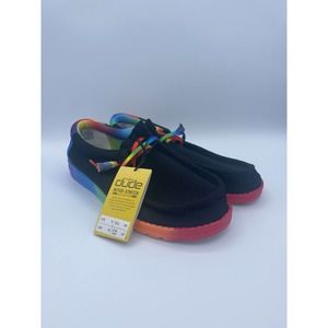 MEN'S HEY DUDE WALLY STRETCH PRIDE CASUAL BLACK / MULTI SIZE 9